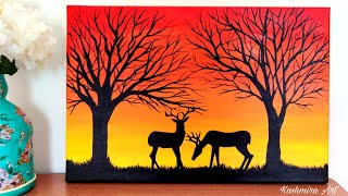 sunset easy painting beginners acrylic step tutorial