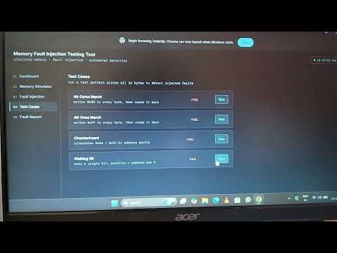 Memory fault injection testing tool 