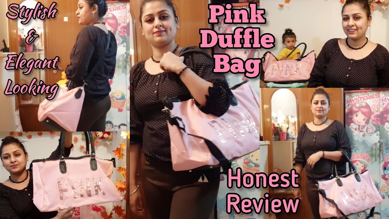 Watch the full honest review of stylish pink duffle bag 👜 Fancy pink travel bag for womens & girls