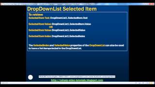 21Retrieving selected item text, value and index of an asp net dropdownlist   Part 21
