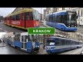 Trams and city life in Kraków Poland 2016.