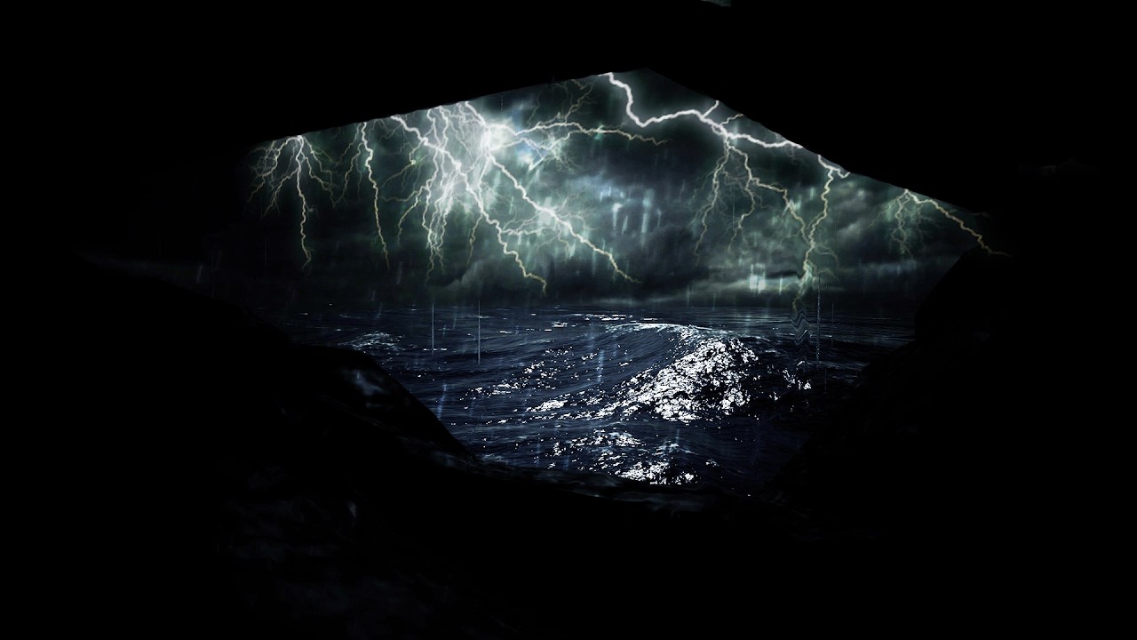 Deep Sleep Ocean Rainstorm with Far-Off Thunder Sounds | Dimmed Screen Relaxation