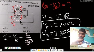 The reading of an ideal volt meter in the circuit shown is :