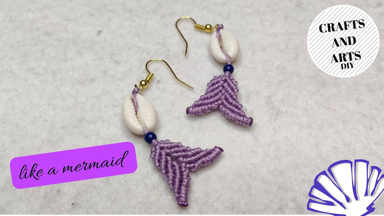 Macrame mermaid tale earrings | Μακραμέ σκουλαρίκια ουρά γοργόνας