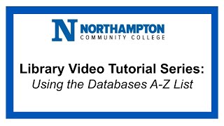 Using The Databases A-Z List Database Selection