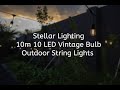 Stellar lighting 10 led festoon heavy duty vintage bulb outdoor drop string lights  10m warm white