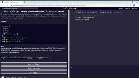 Basic JavaScript  (41/111) | Access Multi Dimensional Arrays With Indexes | freeCodeCamp