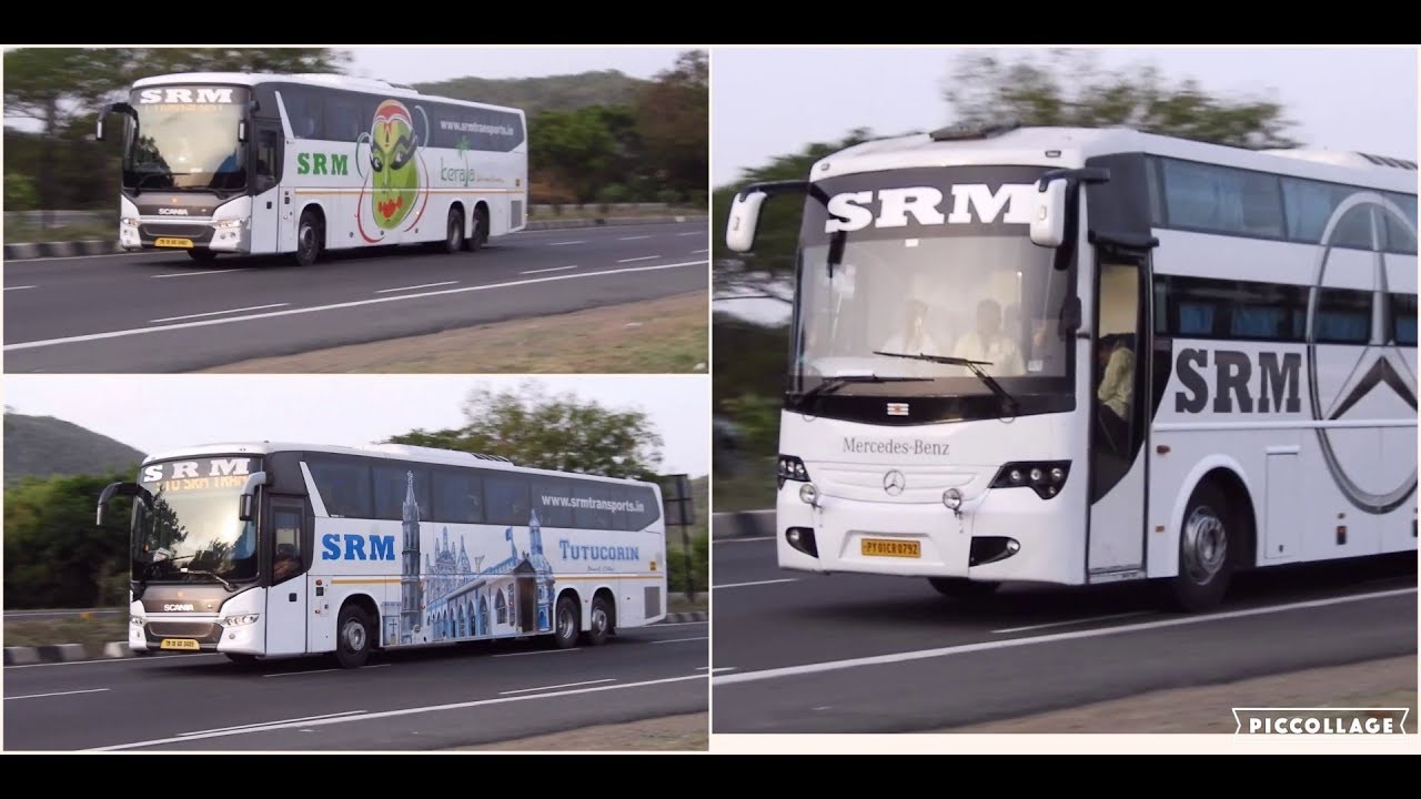Colorful Srm Multiaxle Luxury Buses Near Chennai