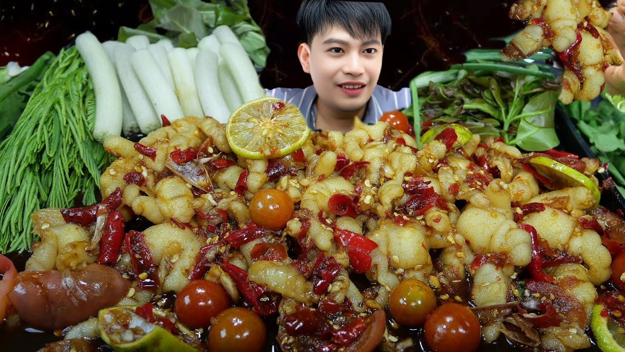 ตำตีนไก่เผ็ดๆนัวๆน้ำปลาร้าThai food ASMR 