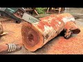 Woodworking Furniture New House: Building a Sturdy Table For The Kitchen From Big Tree Trunk