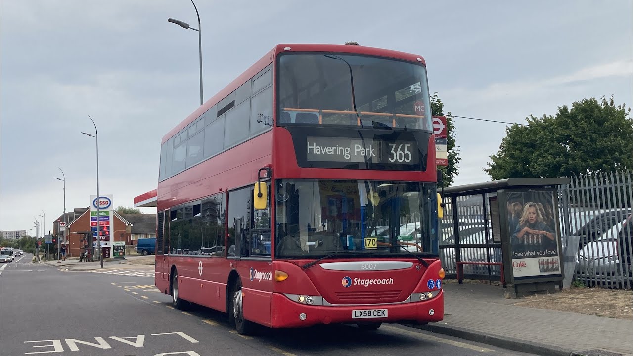 FRV. Stagecoach Route 365. Orchard Village - Havering Park. Scania Omnicity N230UD 15007 (LX58 CEK)