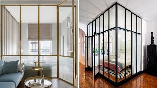 Glass partitions in the interior | Partition design ideas for a modern living room
