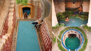 Build The Most Tunnel Water Slide Park To Underground Swimming Pool And Secret Underground House