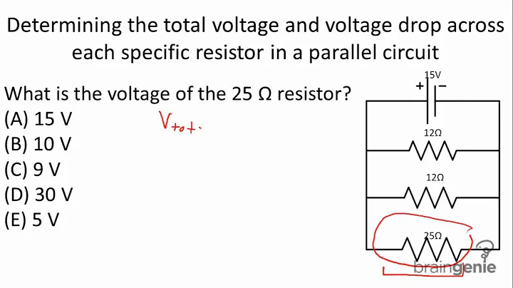 Physics 6.2.5.1 Determining the total voltage and voltage drop across resistor in parallel circuit.