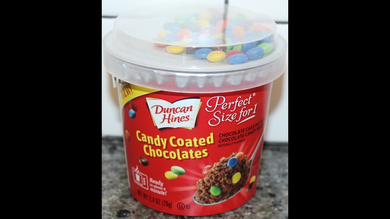 Duncan Hines Perfect Size for 1: Candy Coated Chocolates Review - YouTube