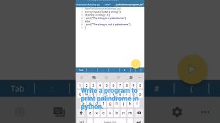 write a program to print palindrome in python program
