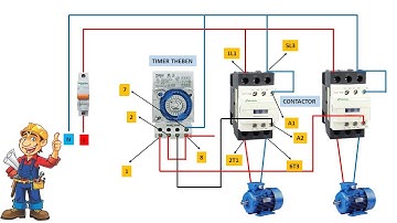 How to run two single phase motors using 2 contactors and 1 timer