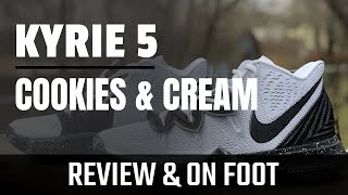 kyrie 5 cookies and cream on feet