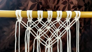 Macrame Square Knot Pattern Part 7 | Easy Macrame Curtain Pattern with ONE Knot | Beginner Tutorial