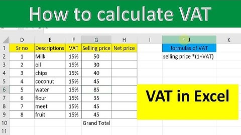 How to calculate VAT in excel |calculate VAT in excel | value added tax | excel formulas