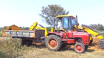New Jcb 3dx Backhoe Loader Machine Loading Red Mud In Mahindra 295 DI Tractor | Jcb Video