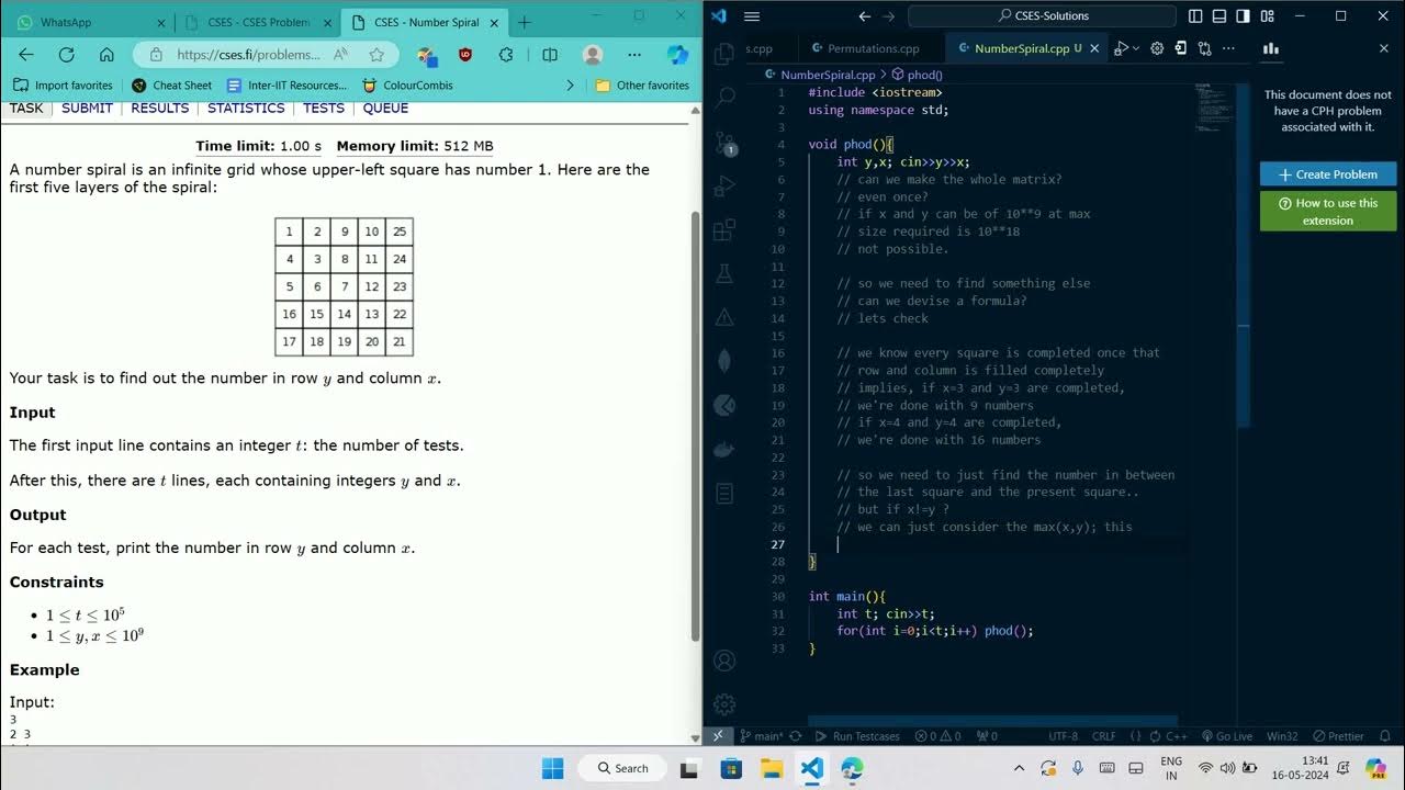 CSES - Number Spiral | CSES Solutions | CSES Problem Set - Introductory ...