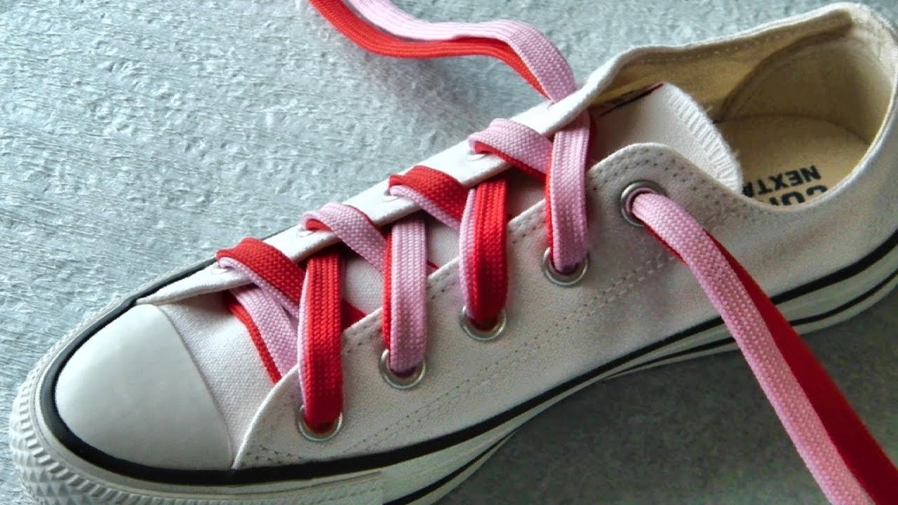 靴紐の結び方 色の違う2本のひもを重ねる靴ひもの通し方 ダブルサイド結び How To Tie Shoelaces 生活に役立つ Youtube