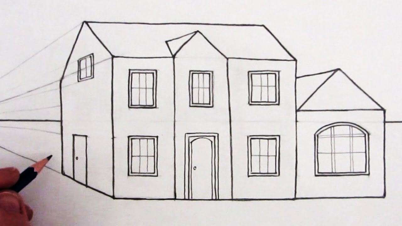 How to Draw a House in 1 Point Perspective Narrated YouTube