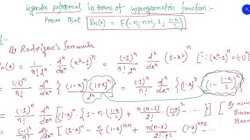 Hypergeometric function: Legendre polynomial in terms of hypergeometric function. Lecture 11