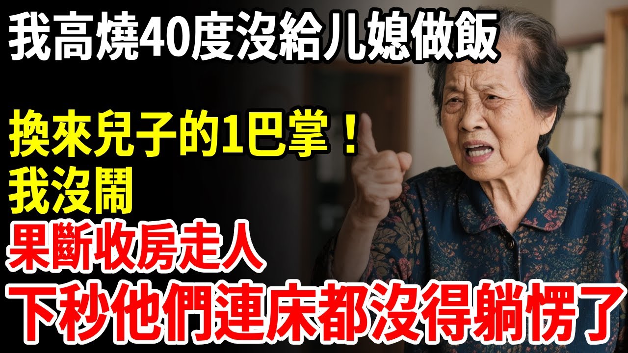 我高燒40度沒給媳婦做飯，換來兒子的1巴掌！我沒鬧 果斷收房走人，下秒他們連床都沒得躺愣住了#老人社 #長壽秘密#故事#養老