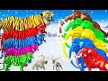 5 woolly mammoths vs tiger animal fight  mammoth elephant save polar bear from giant tiger attack