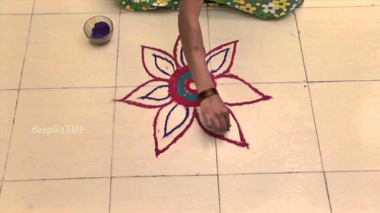 Simple & Easy Flower Rangoli Designs || Deepika Recipes - YouTube
