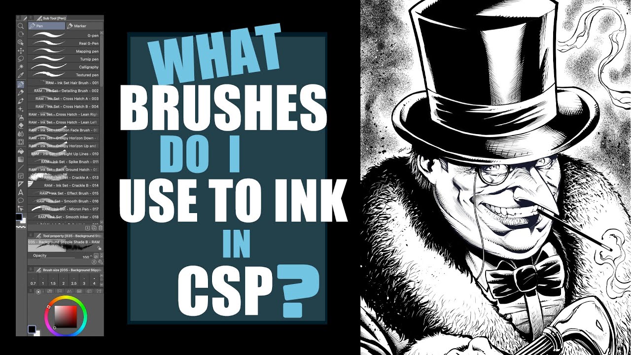 What Brushes Do I Use to Ink Digitally in Clip Studio Paint - YouTube