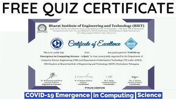 Free  Certificate | Computing Science | Get Certificate Within 2 Minutes | COVID-19 Emergence