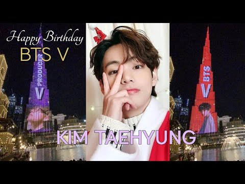 BTS V, Kim Taehyung 26th Birthday Production at Burj Khalifa Dubai Mall | We Purple You