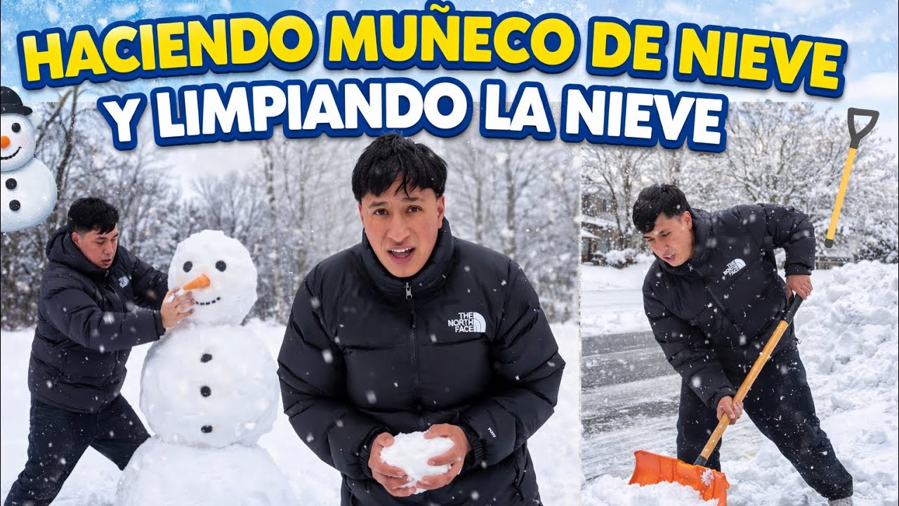 Limpiando la nieve y haciendo el muñeco de nieve ☃️ 