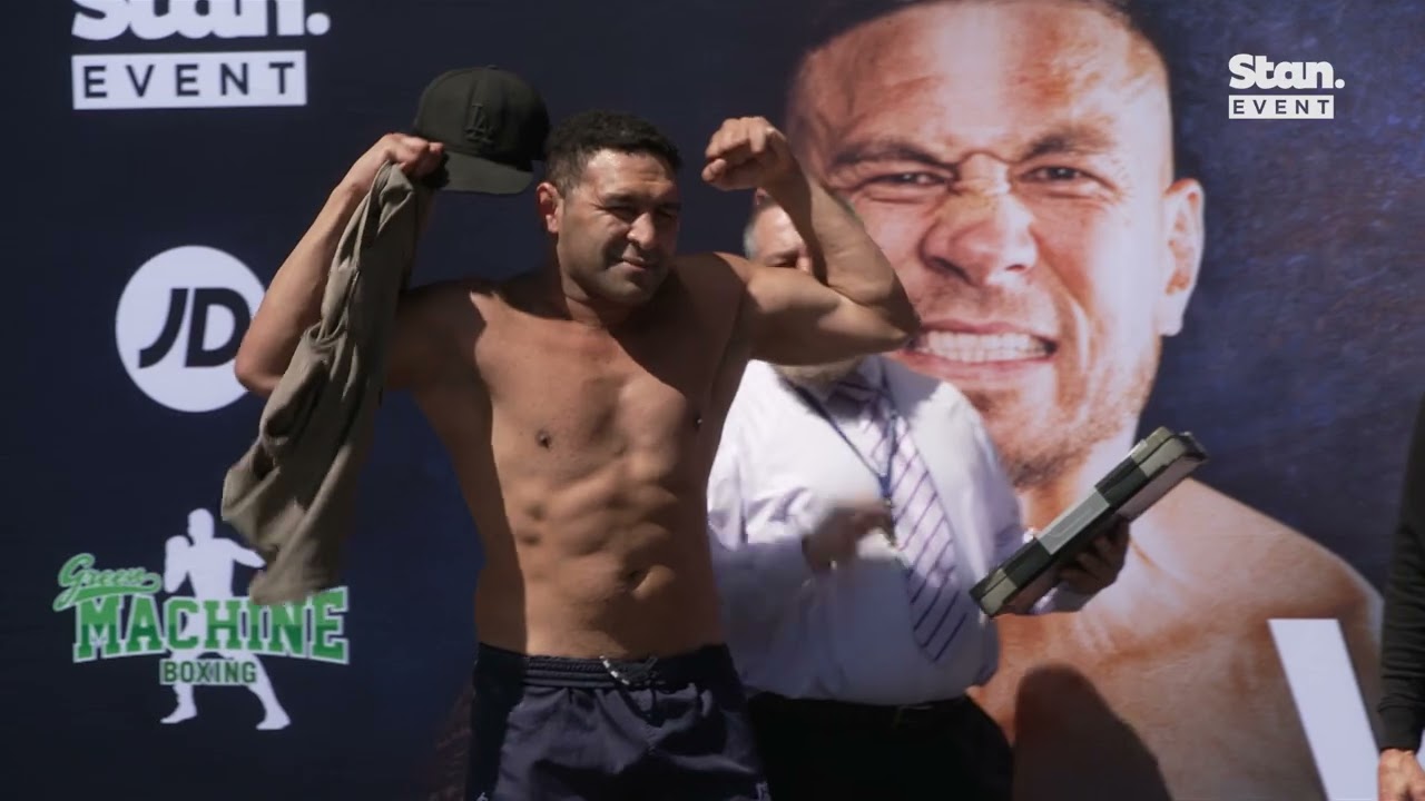 Sonny Bill Williams and Barry Hall face off in fiery weigh-in ahead of Wednesday fight