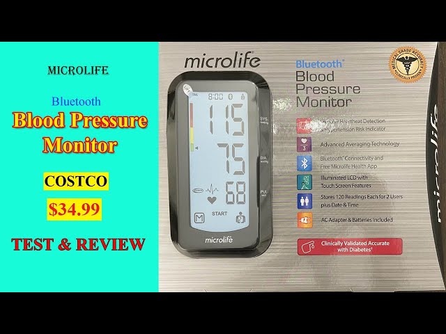  Costco Microlife Bluetooth Upper Arm Blood Pressure Monitor  with Irregular Heartbeat Detection Bluetooth Connectivity and Free Microlife  Health App : Health & Household