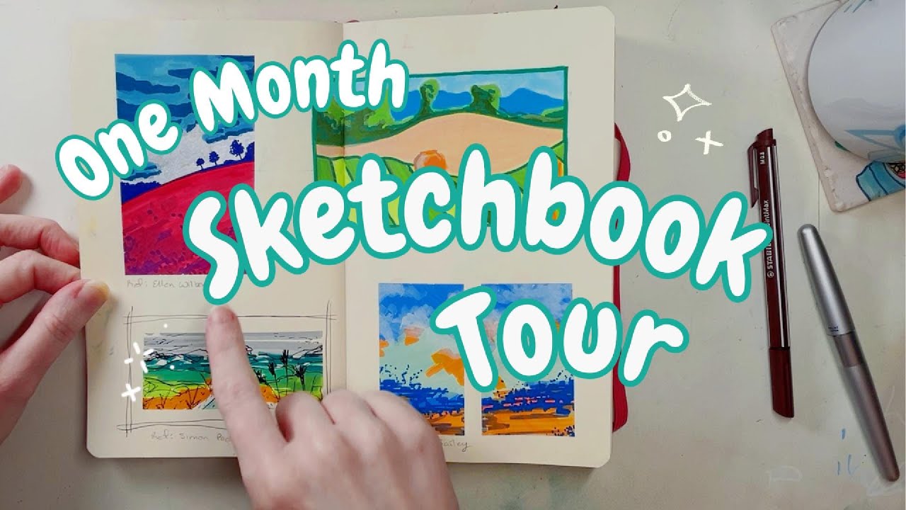 I filled this Sketchbook in a Month by Exploring Different Art Styles - Pink Sketchbook Tour