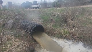 Insane amount of water freed and flowing from the big lake to the small lake.