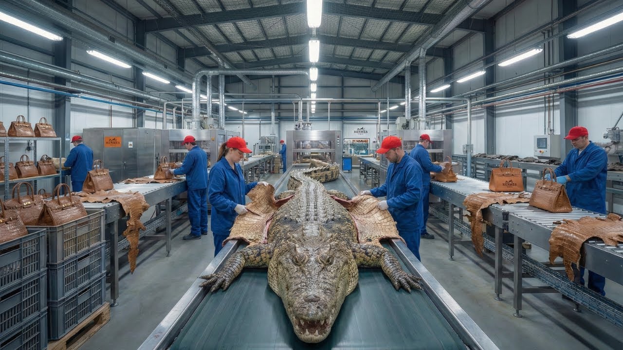 Inside a Modern Crocodile Leather: Factory From Crocodile Skin to Hermès Handbag (Full Process)