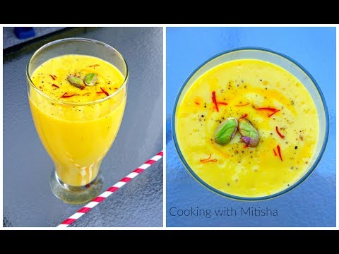 how-to-make-kesar-mango-lassi-|-mango-&-saffron-lassi-recipe-|-mango-yogurt-smoothie-|-summer-drink