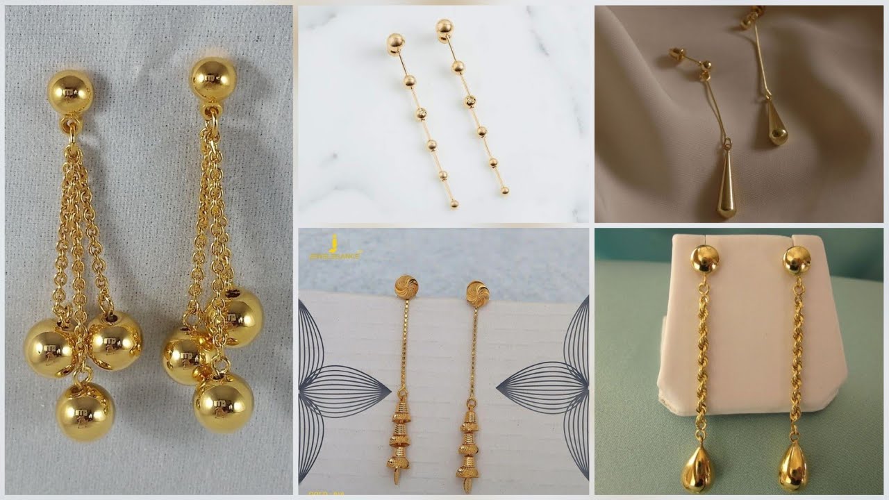 Latest Long Gold Chain Earring Designs 