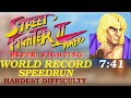 Ken speedrun new world record hardest difficulty 741  street fighter ii turbo  hyper fighting