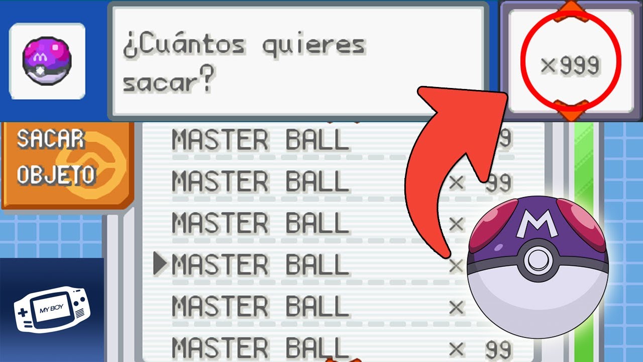 COMO TENER MASTER BALL INFINITAS EN POKEMON ROJO FUEGO Y VERDE HOJA EN