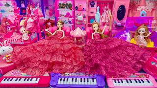 21 Minutes Satisfying Unboxing Two Barbie Princess Dolls Dress Up, Pink Wedding Dress PlaySet Review