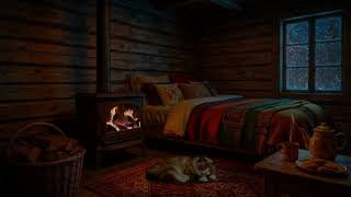 Gentle Snowfall Outside a Cozy Cabin ❄️🔥 | Crackling Fireplace Sounds for Deep Sleep & Relaxation