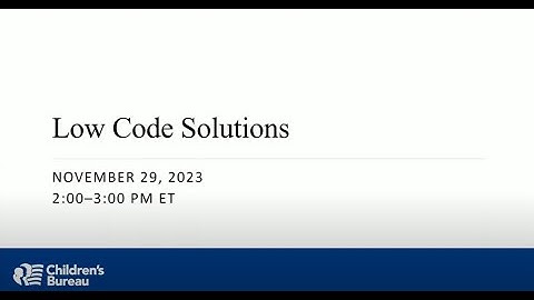 Low Code Solutions Webinar (audio description)