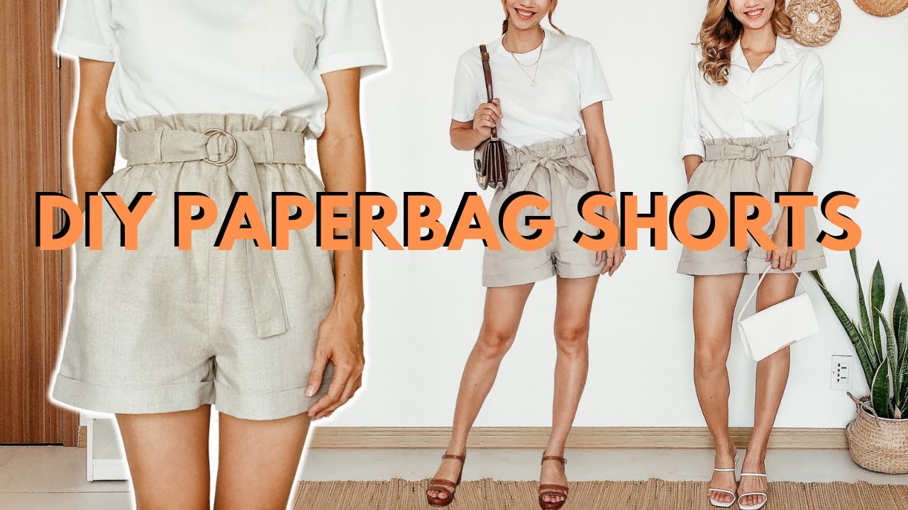 DIY Paperbag Shorts from scratch (High waist - Wide leg - Side pockets)