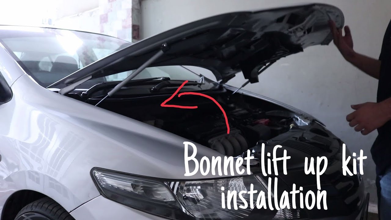 Installing bonnet lifter kit in my honda city  gas struts
